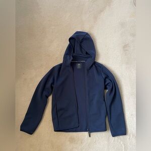 Uniqlo kids heat tech light hoodie jacket in blue size 9-10, unisex